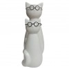Kit 2 Enfeites Gatinho em Porcelana  gato de óculos